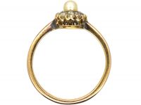 Edwardian 9ct Gold, Rose Diamond & Natural Pearl Cluster Ring