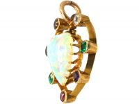 Edwardian 15ct Gold Opal Heart Pendant With Gemstones that Spell Dearest