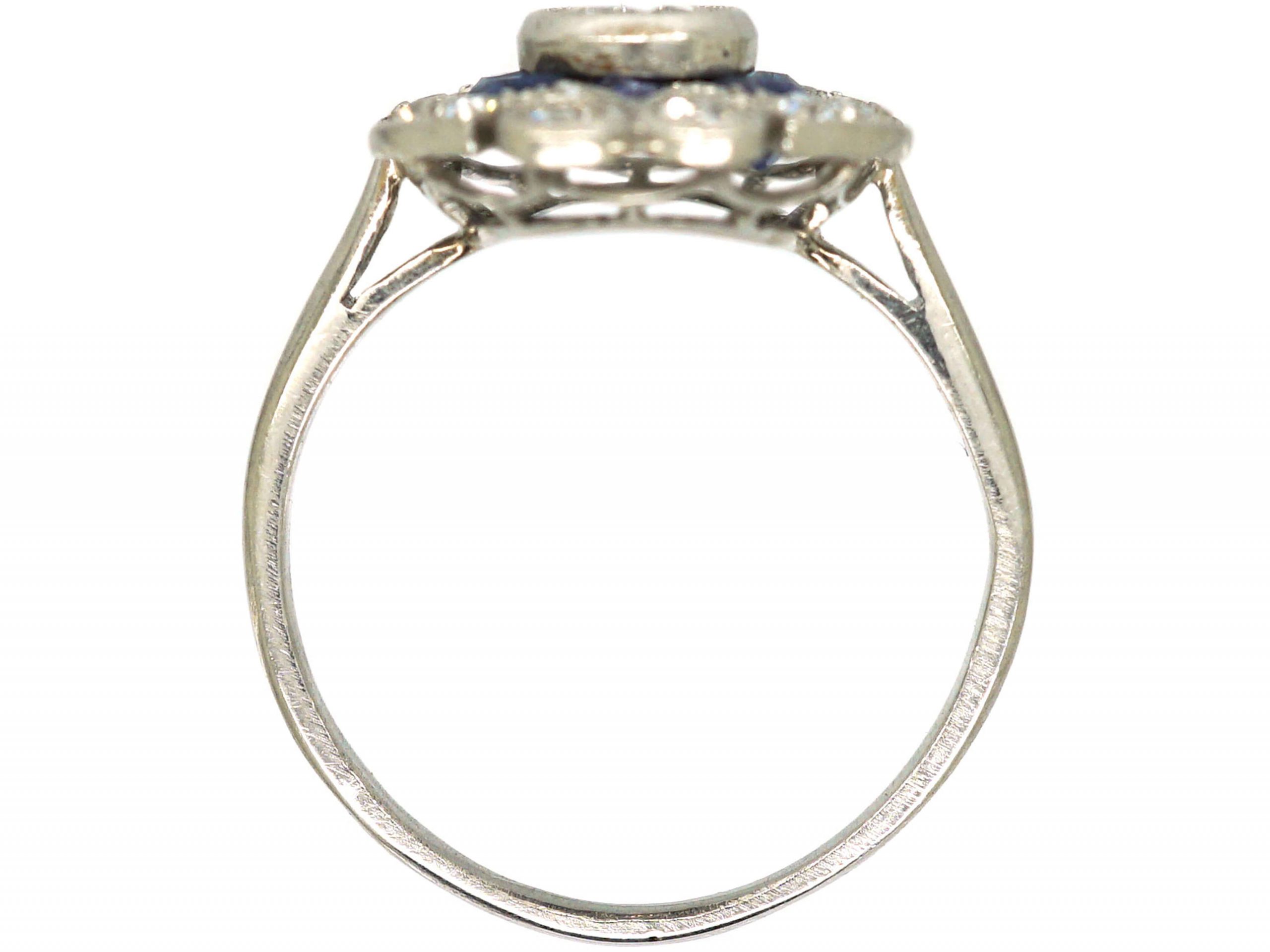 Art Deco Platinum, Sapphire & Diamond Geometric Flower Ring (135T ...