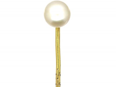 Edwardian Tie Pin set with a Natural Pearl