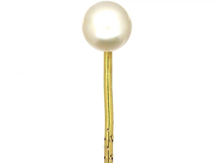 Edwardian Tie Pin set with a Natural Pearl