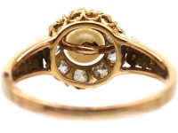 Edwardian 18ct Gold, Diamond & Natural Pearl Cluster Ring