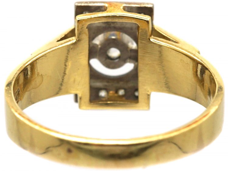 Retro 18ct White & Yellow Gold Ring set with Diamonds