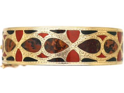 Victorian 15ct Gold Bangle set with Scottish Agates