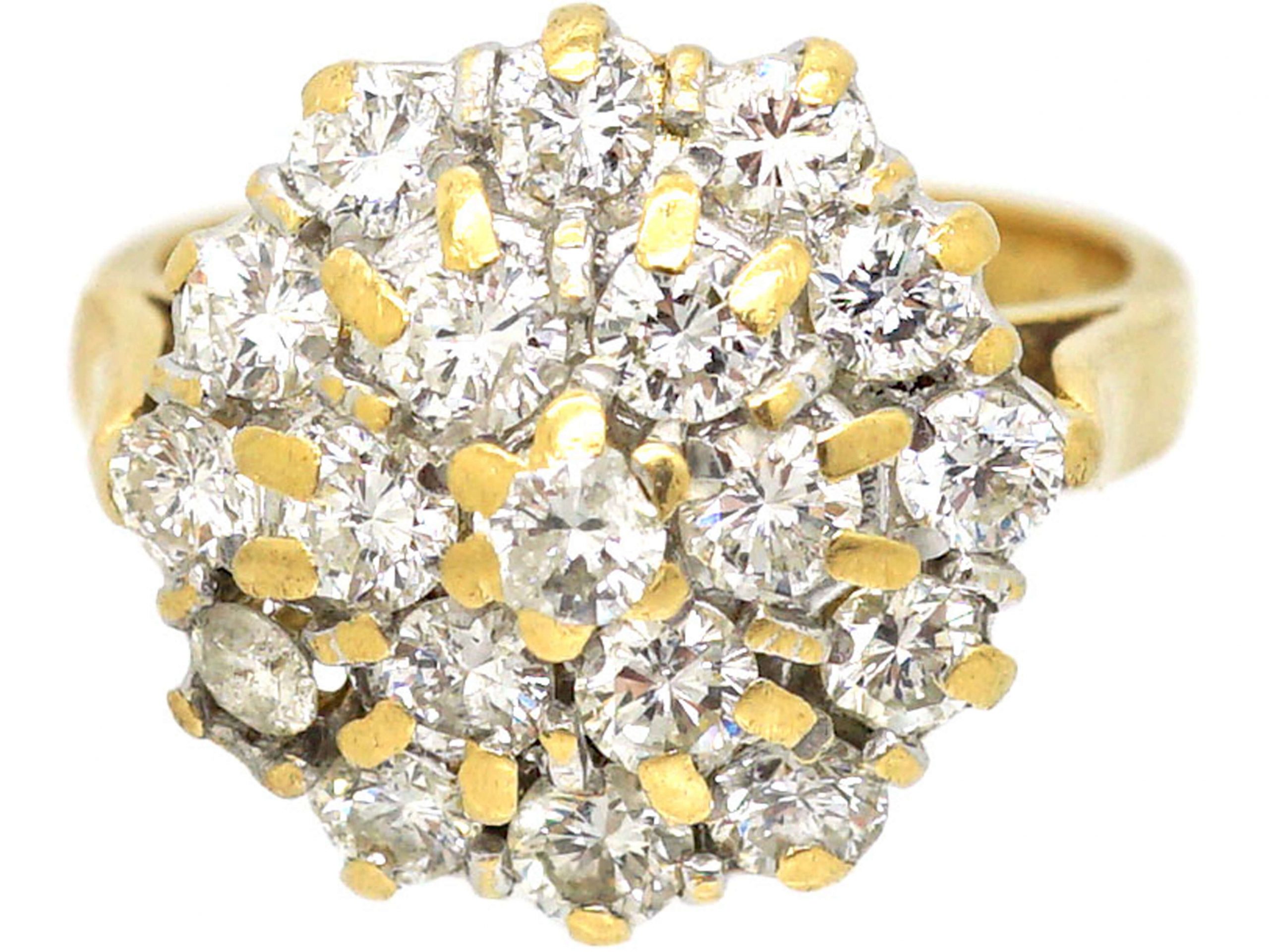 18ct Gold, Diamond Cluster Ring (980S) | The Antique Jewellery Company