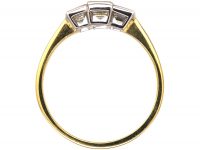 18ct Yellow & White Gold, Three Stone Rectangular Shaped Diamond Ring