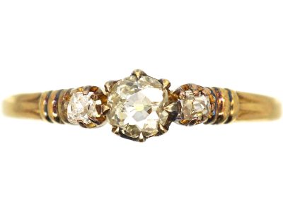 Victorian 18ct Gold, Three Stone Old Mine Cut Diamond Ring