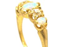 Victorian 18ct Gold, Opal & Diamond Five Stone Ring