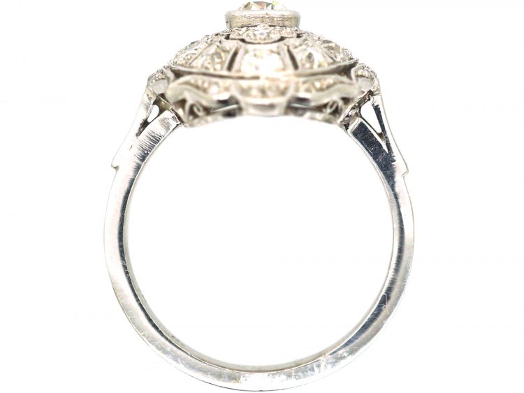 Early 20th Century 18ct Gold & Platinum Oval Ring set with Diamonds