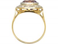 Art Deco 18ct Gold & Platinum, Rose de France Amethyst & Rose Diamond Ring
