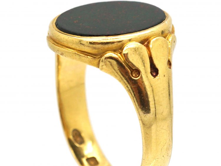 Victorian 18ct Gold Signet Ring set with a Bloodstone by Charles Green
