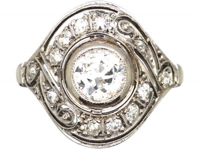 Art Deco 18ct White Gold Diamond Cluster Ring