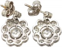 18ct White Gold Cluster Earrings with a Diamond Above