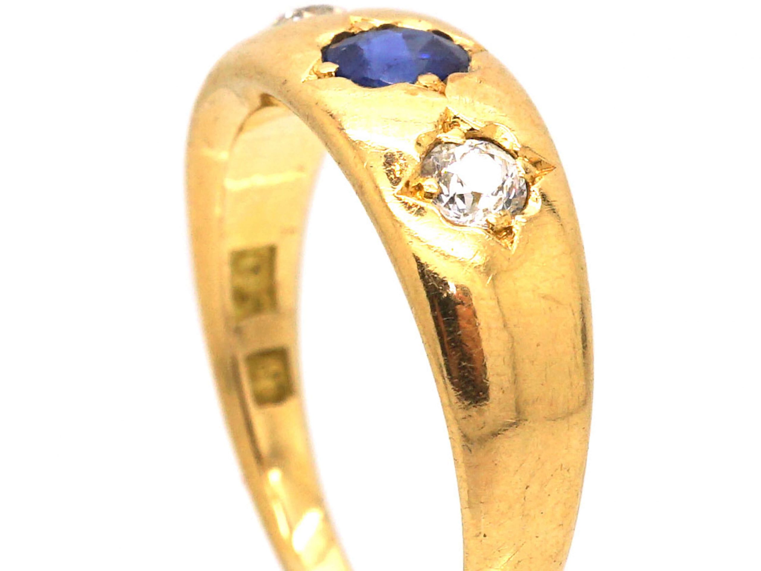 Victorian 18ct Gold Sapphire & Diamond Gypsy Ring (267T) | The Antique ...