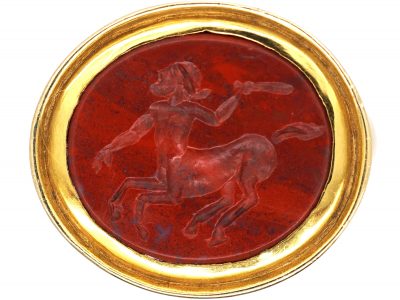 9ct Gold Ring set with Jasper with an Intaglio of a Centaur