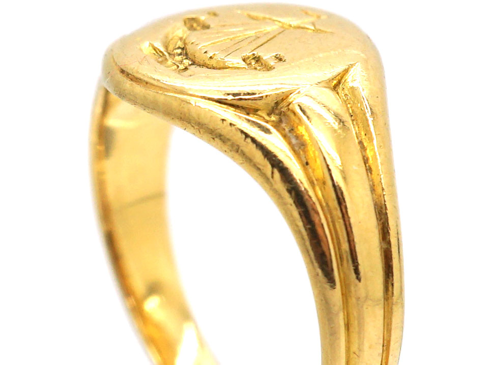 Edwardian 18ct Gold Signet Ring with Intaglio of a Galleon (227T) | The ...