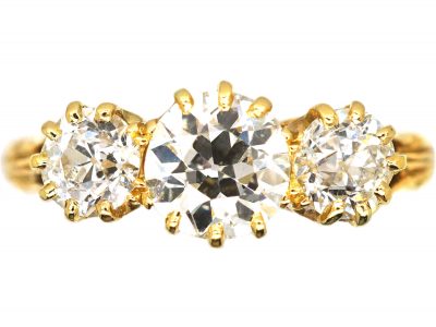 Victorian 18ct Gold Three Stone Diamond Ring