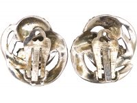 Retro Silver & Marcasite Swirl Earrings