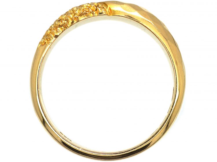 Edwardian 18ct Gold Keeper Ring with Faceted Detail