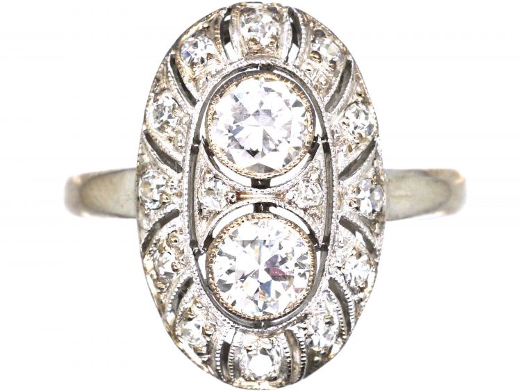 Art Deco Oval Ring set with Diamonds