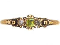 Regency 15ct Gold Foil Backed Chrysolite & Diamond Ring