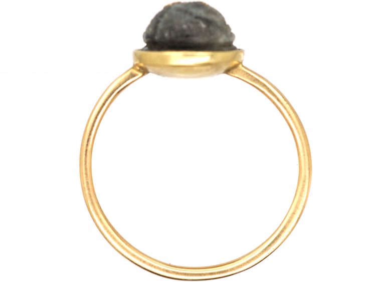 Victorian 15ct Gold & Carved Labradorite Ring of a Monkey
