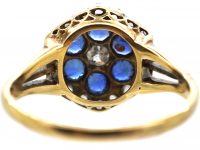 Edwardian 18ct Gold, Sapphire & Diamond Hexagonal Cluster Ring