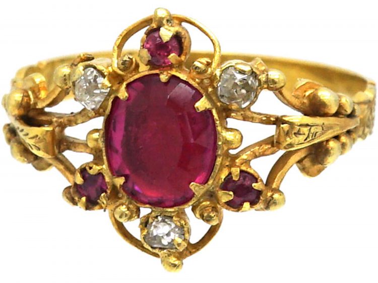 Regency 15ct Gold, Pink Tourmaline & Diamond Ring