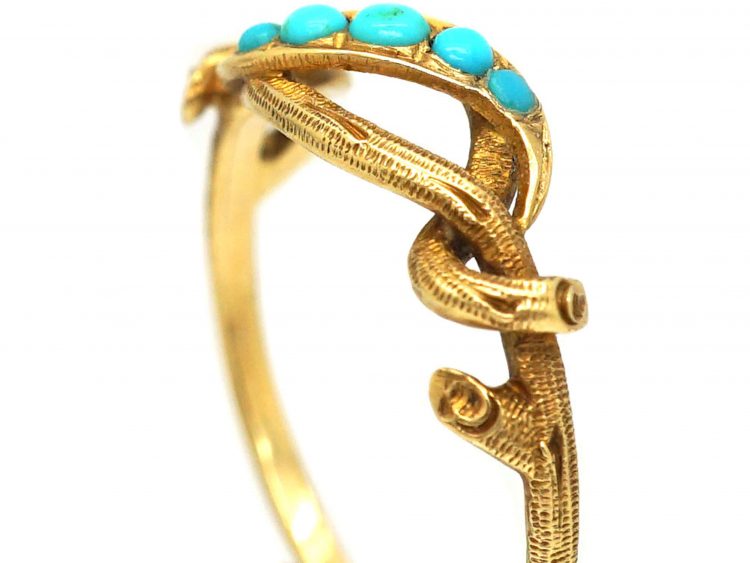 Regency 15ct Gold Twig Ring set with Turquoise