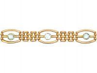 Edwardian 9ct Gold Bracelet set with Aquamarines
