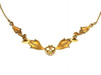 Early 20th Century Art Nouveau 14ct Gold & Platinum Articulated Flower Necklace set with Diamonds