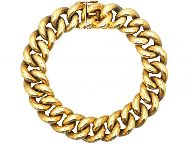 Mid 20th Century 9ct Gold Chunky Curb Bracelet
