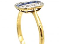 Art Deco 18ct Gold & Platinum, Sapphire & Diamond Octagonal Shaped Ring