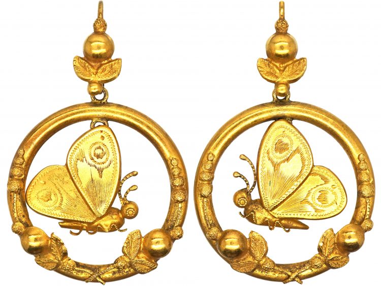 Victorian 15ct Gold Butterfly Earrings