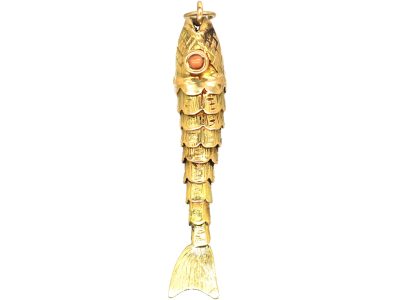 1950s 9ct Gold Articulated Fish Pendant