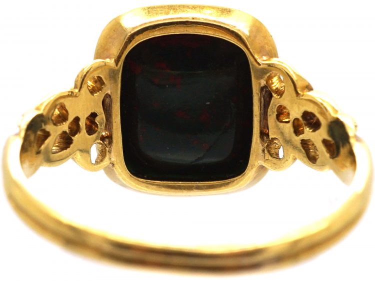 Belgian 19th Century 18ct Gold Signet Ring set with a Bloodstone
