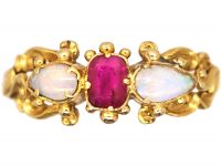 Regency 15ct Gold, Opal & Ruby Ring