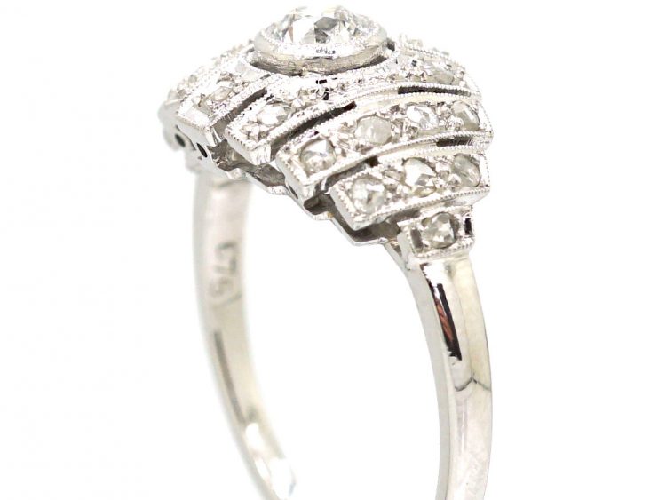 Art Deco French Platinum & Diamond Ring