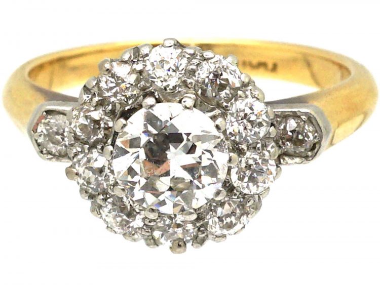 Edwardian 18ct Gold & Platinum, Diamond Cluster Ring