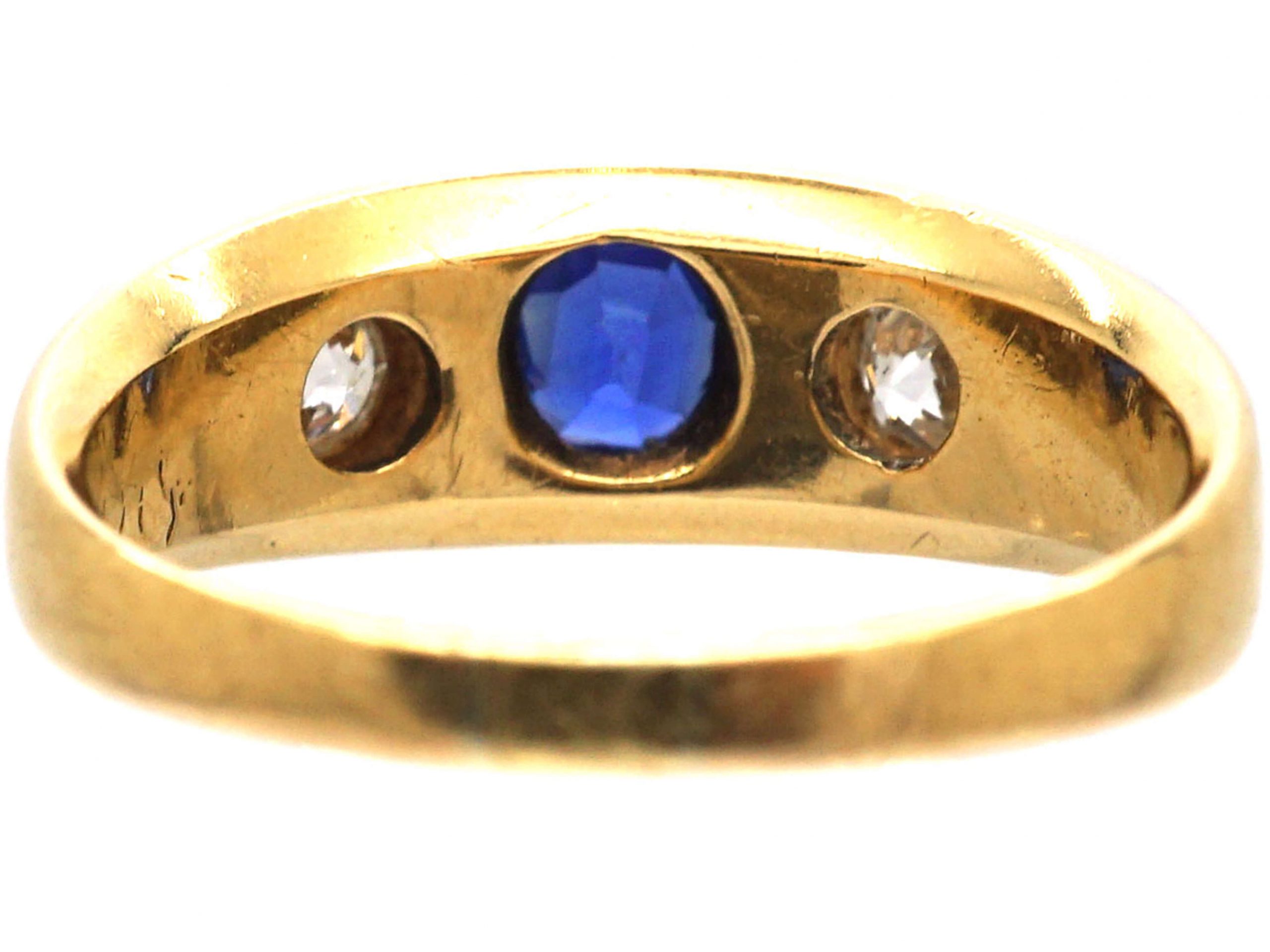 Victorian 18ct Gold Sapphire & Diamond Gypsy Ring (267T) | The Antique ...