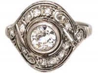 Art Deco 18ct White Gold Diamond Cluster Ring