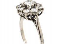 1950s Large Platinum & Diamond Cluster Ring