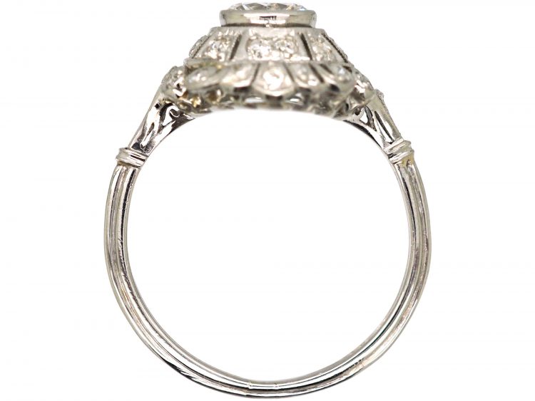 Art Deco Platinum & Diamond Ornate Ring