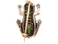 Edwardian Frog Brooch set with Emeralds & Diamonds