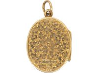 Edwardian 9ct Gold Oval Locket Engraved with Ivy Leaves & Roses