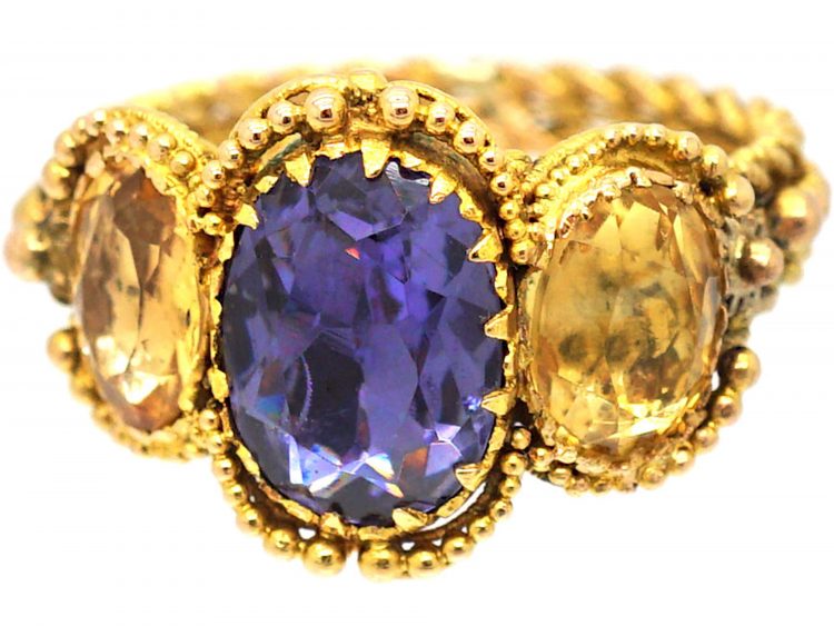 Regency 18ct Gold & Blue & Yellow Paste Ring