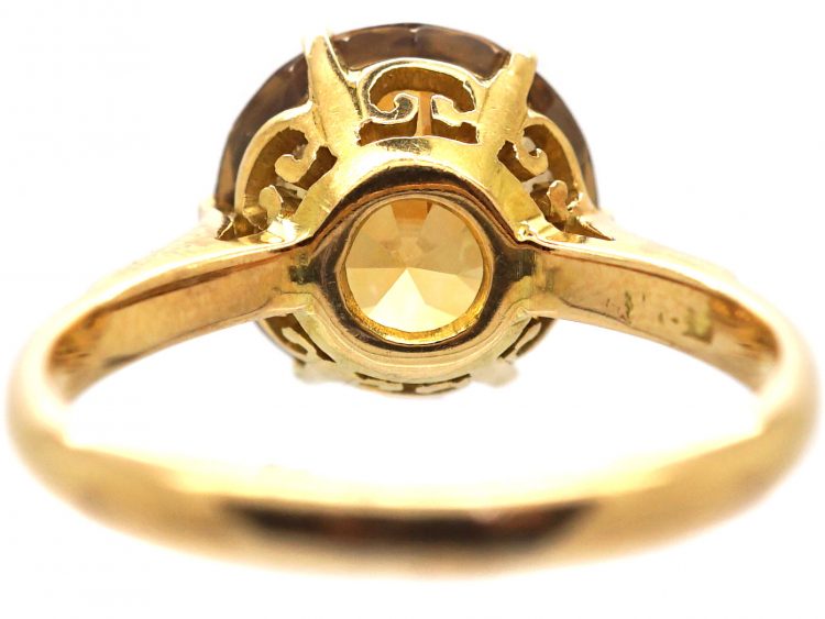 Art Deco 18ct Gold, Orange Zircon Ring