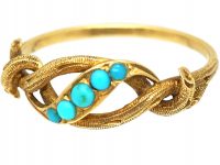 Regency 15ct Gold Twig Ring set with Turquoise