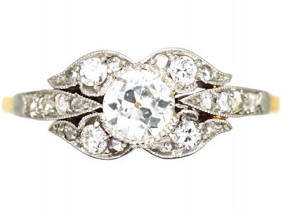 Art Deco Platinum, Ribbon Design Diamond Ring