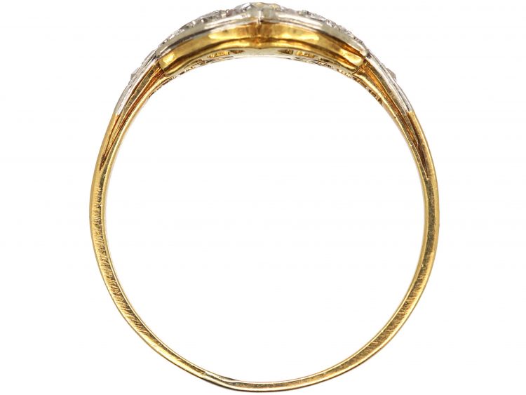 Art Deco Platinum, Ribbon Design Diamond Ring